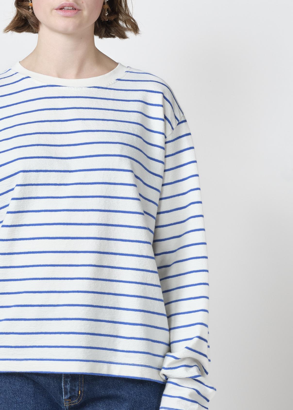 Klitmøller Paulina LS Tee Cream Surf Blue Damen Streifen Langarm creme